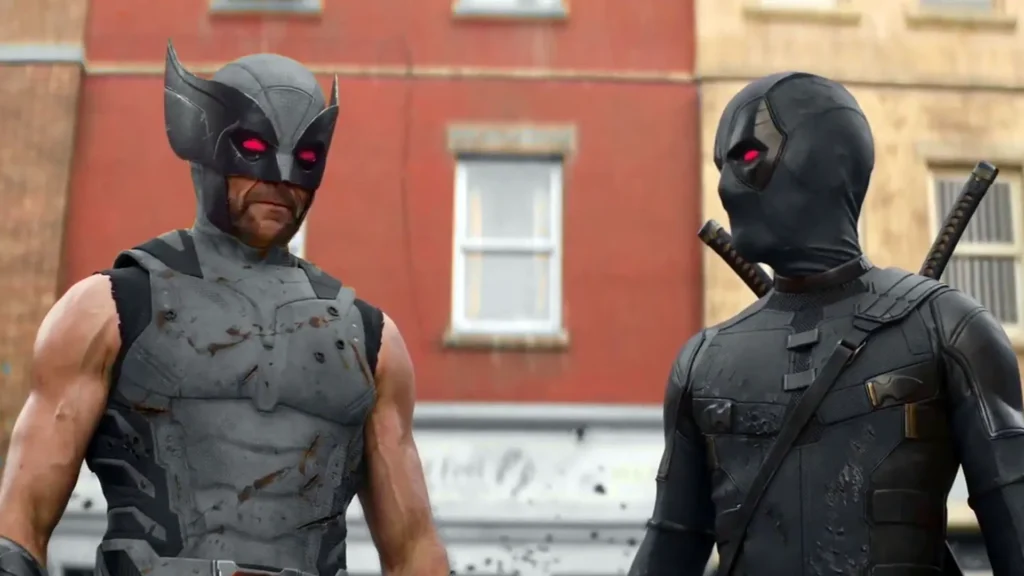 deadpool and wolverine in black suite