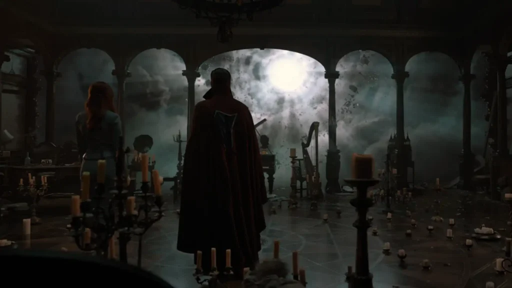 Doctor strange in front of destroyed world