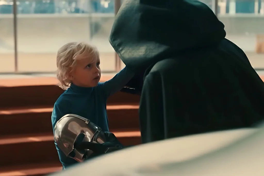 Franklin Richards touching doctor doom face in fantastic four first steps post credit scene