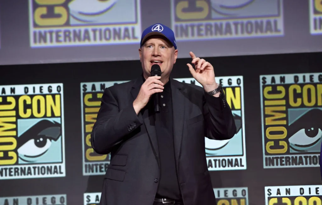 Kevin Feige, President, Marvel Studios Speaks Onstage During The Marvel Studios Panel In Hall H At Sdcc In San Diego