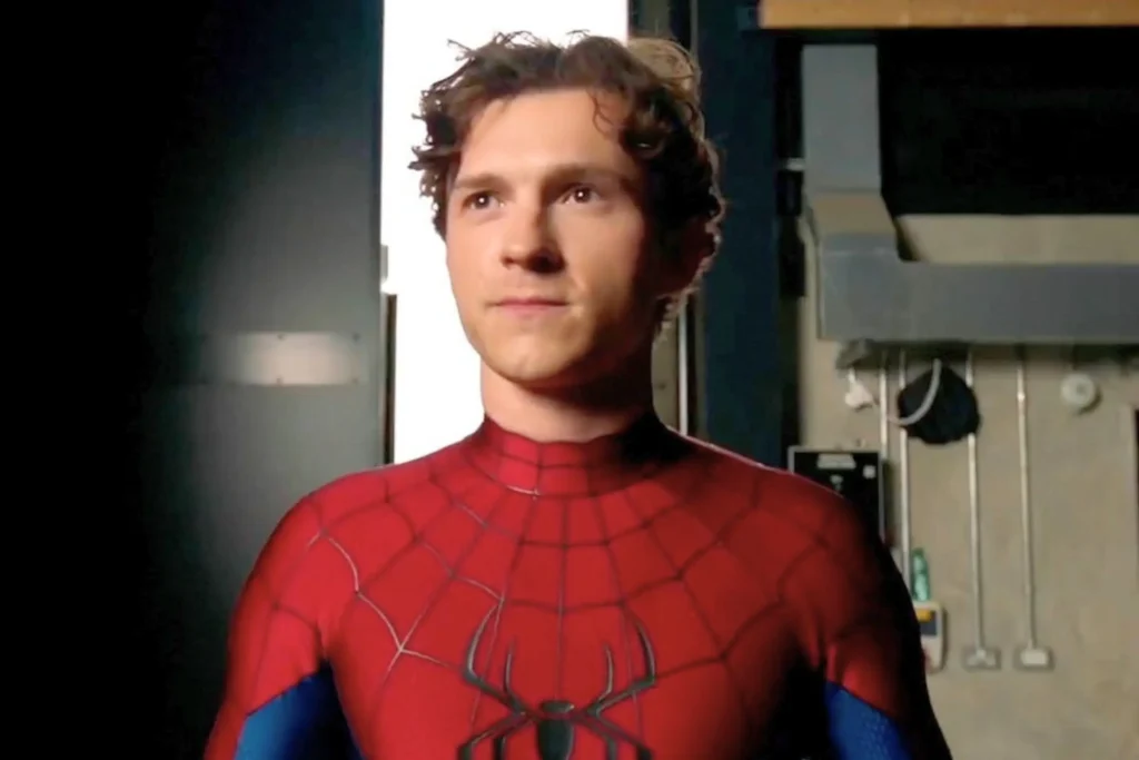 tom holland in the promo of spiderman brand new day