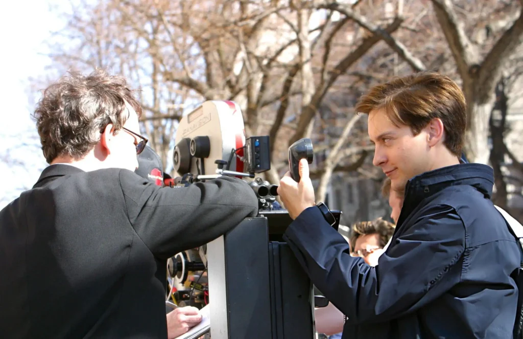 Sam Raimi directing Tobey Maguire behind the scenes Spider-Man 2 production 2004 potential Spider-Man 4