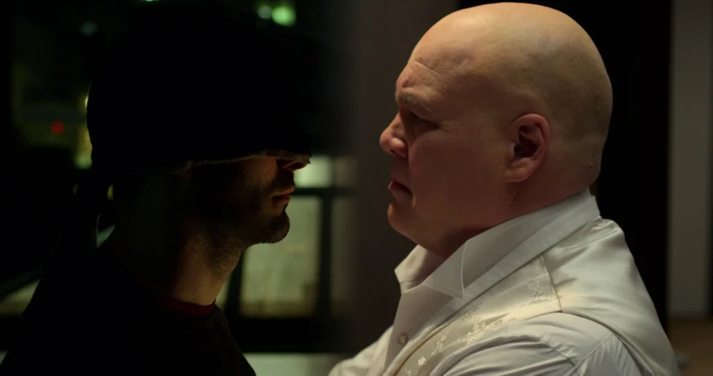 Daredevil Born Again Season 2: Everything You Need To Know Before March 24 3 Charlie Cox As Daredevil Facing Vincent D'Onofrio As Kingpin In Close Confrontation