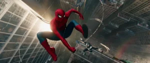 Spider-Man swinging through New York City in his new suit in the Brand New Day trailer